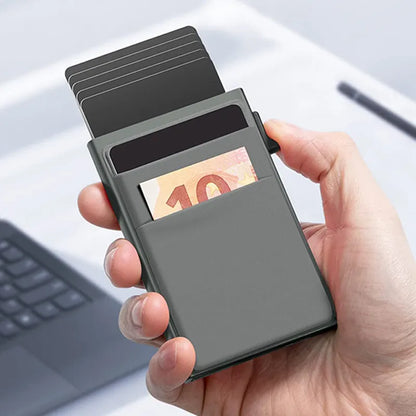 RFID Minimalist Wallet: Sleek Metal Bank Card Case for Men
