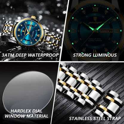 Mens Luxury Waterproof Quartz Watch | Stainless Steel Design