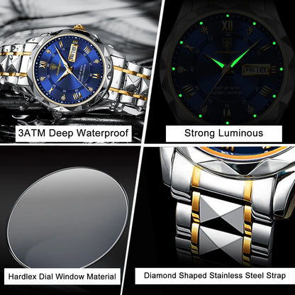 Luxury Stainless Steel Watch for Men - Waterproof and Luminous | Striking Elegance:
