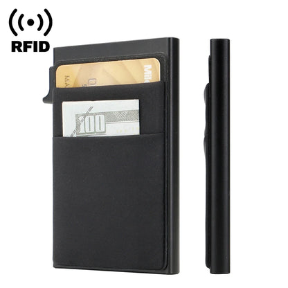 RFID Minimalist Wallet: Sleek Metal Bank Card Case for Men